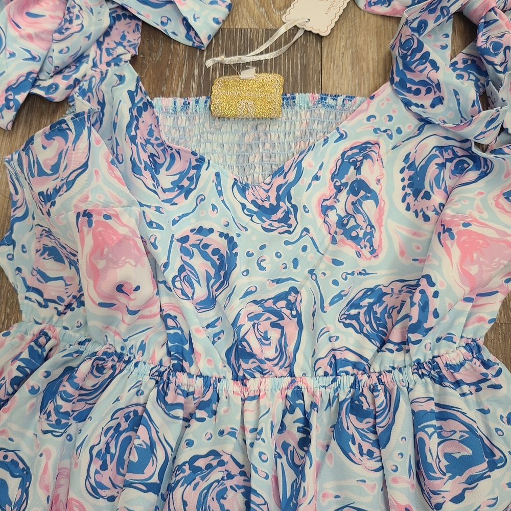 Simply Southern Oyster Print Mini Dress NWT Size Large - Picture 3 of 9